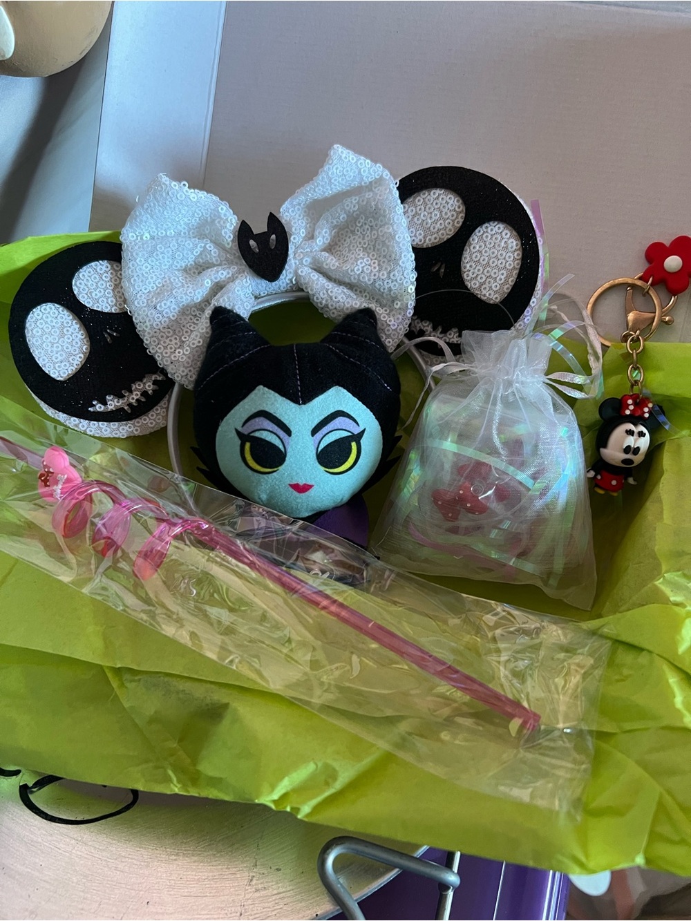 A Nightmare b4 Xmas Ear Headband with Bow - Black & White sequins